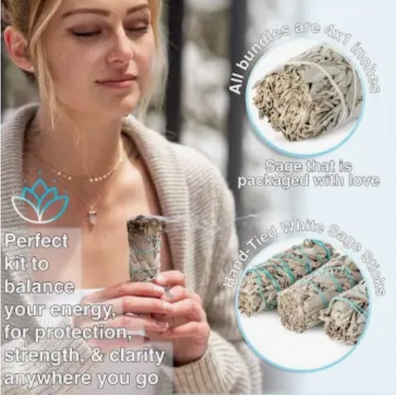 4” Wide Sage Stick Aromatherapy Bundle with Ceramic Dish, Gypsy Soul - Picture 5 of 10